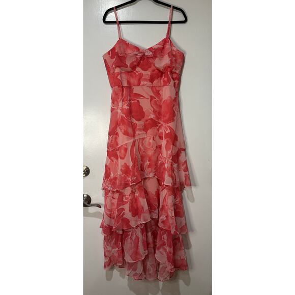 Hutch Kennedi Ruffle Tiered Maxi Dress Pink Floral Print Size 14 NWT Flowy Skirt - Picture 2 of 15